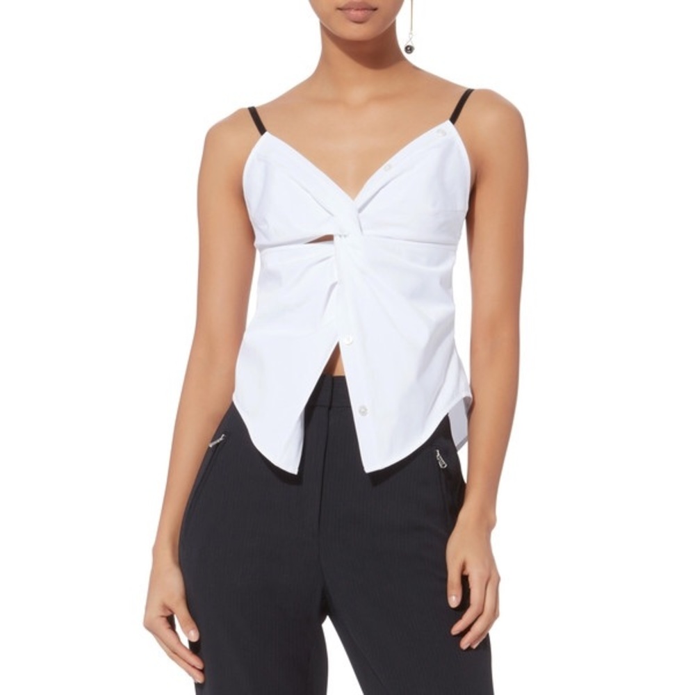 ALEXANDER WANG Twisted Front Poplin Cami Top